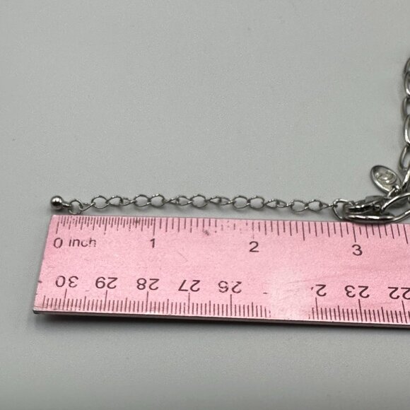 Charming Charlie Necklace Silver Tone Green Yellow Faceted Gem Link Chain 30" - Picture 7 of 9